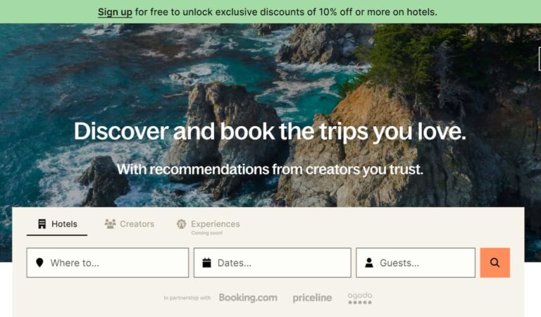 A screenshot from the Plannin travel app website